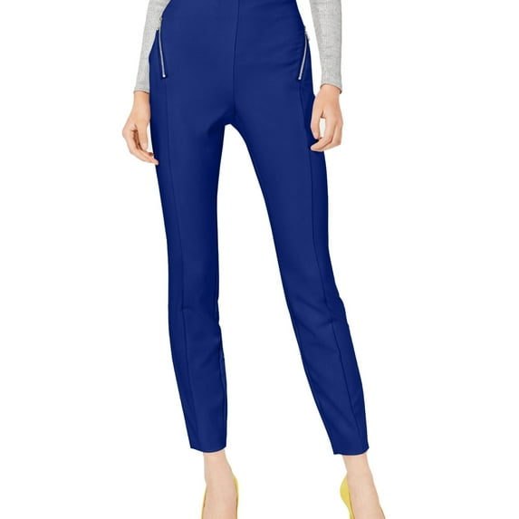 I.N.C Womens Zip-Pocket Casual Trouser Pants, Blue, 4