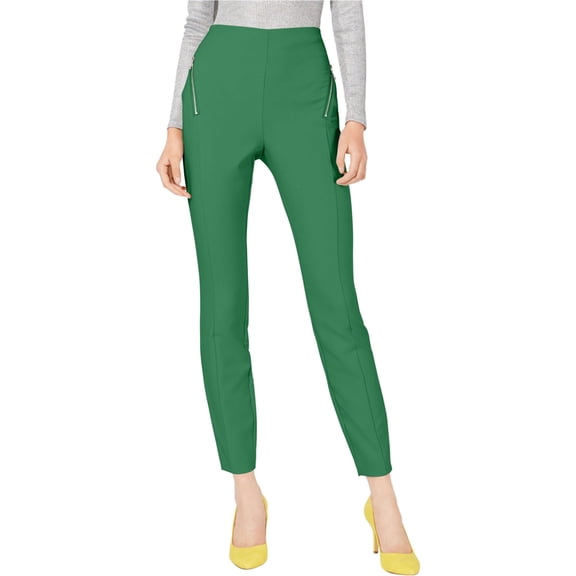 I.N.C Womens Zip-Pocket Casual Trouser Pants, Green, 12