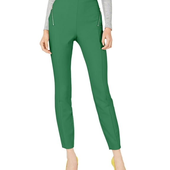 I.N.C Womens Zip-Pocket Casual Trouser Pants, Green, 12