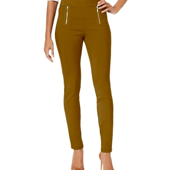 I.N.C Womens Zipper-Detail Casual Trouser Pants, Beige, 18