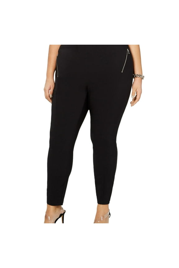 I.N.C Womens Zipper Detail Casual Trouser Pants, Black, Petite Plus Size, 18WP