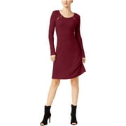 I-N-C Womens Zipper-Shoulder Shift Dress, Red, X-Large
