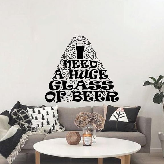 I Need A huge Glass Of Beer - Beer Mug Silhouette Beer Quotes Vinyl Wall Sticker Art Decal Bar Room Kitchen Area Home Bar Lounge Design Bedroom Home Decor Stickers Decoration Size (40x24 inch)