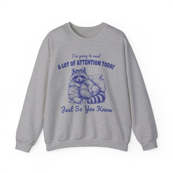 I Need Attention Funny Raccoon Sweatshirt, Unisex Retro Raccoon Shirt Gift