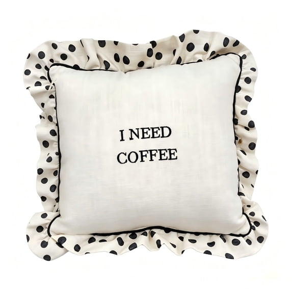 I Need Coffees Scalloped Pillow, 13.8 x 13.8 Inch, Decorative Pillow, for Couch Living Room Cushion Indoor Outdoor Decoration