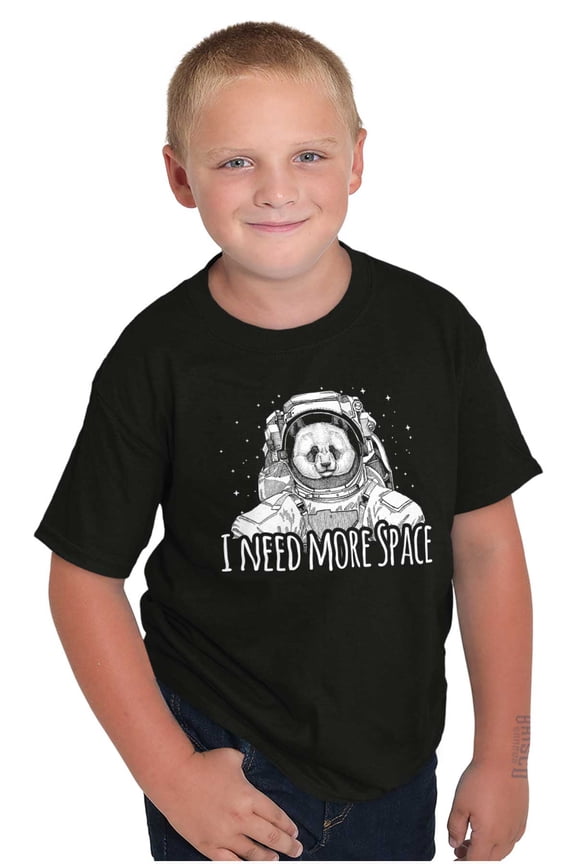 I Need More Space Panda Astronaut Crewneck T Shirts Boy Girl Teen Brisco Brands XS