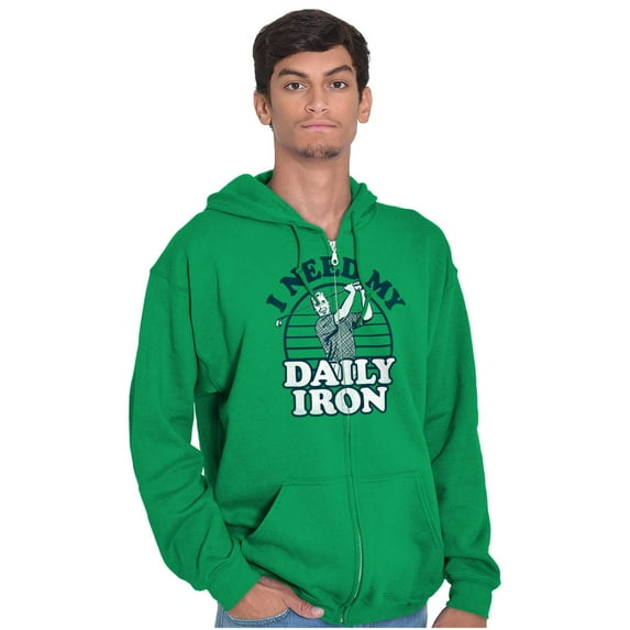 I Need My Daily Iron Golfer Golf Joke Zip Up Hoodie Men's Women's Brisco Brands 5X