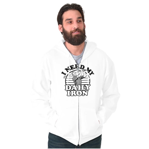 I Need My Daily Iron Golfer Golf Joke Zip Up Hoodie Men's Women's Brisco Brands X