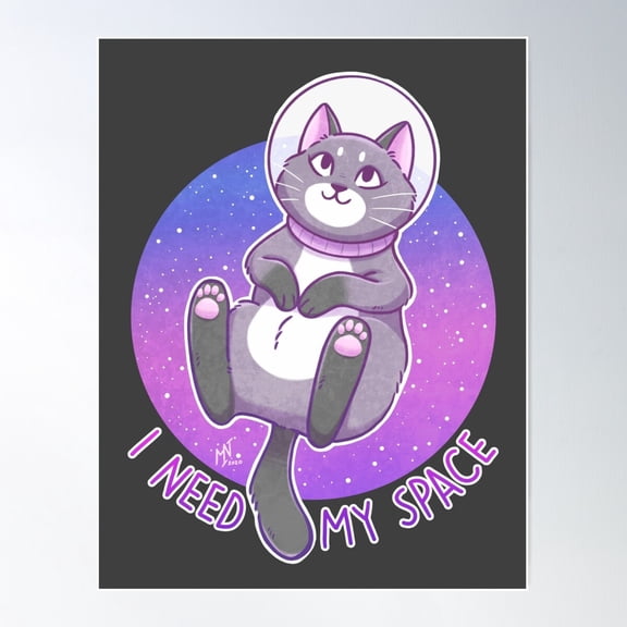 I Need My Space Astronaut Kitty Poster Wall Art, Modern Wall Decor For Living Room Bedroom, 16x24 UNFRAMED