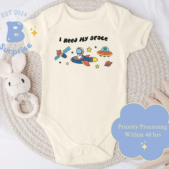 I Need My Space Onesie, Space Theme Baby Bodysuit, Astronaut & Ufo Design, Cute Onesie, Baby Space Outfit Cute Baby Onesie, BABY BODYSUIT LAT 4424