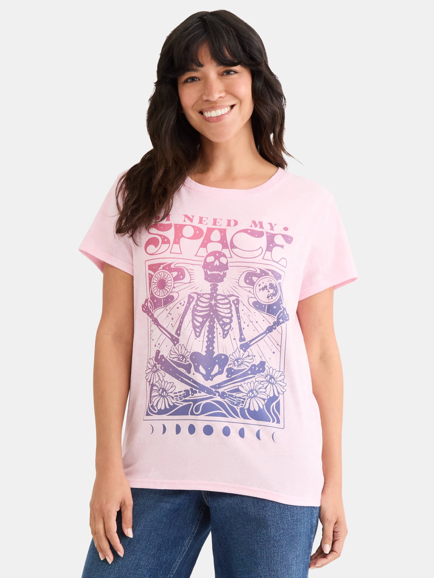 I Need My Space Women's Graphic Tee with Short Sleeves, Sizes XXS-XXL