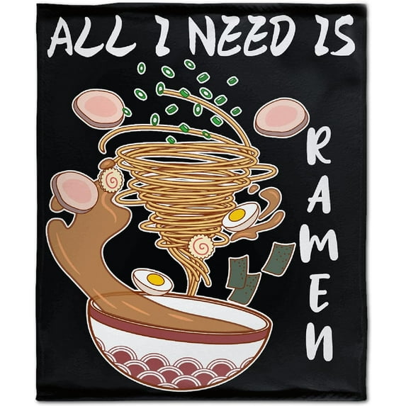 All I Need is Ramen Flannel Blanket Cozy Soft and Fleece Throw Blankets for Adult Kids Couch Bed Sofa All Seasons Microfiber Decor Gifts 60"x50"for Teens