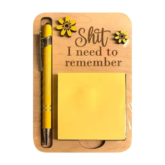 "I Need To Remember" Wooden Sticky Notes Holder, Funny Desktop Organizer for 3x3 Notes & Pens, To-Do List Reminder for Office Desk, Home Organization, Gift for Friends & Coworkers
