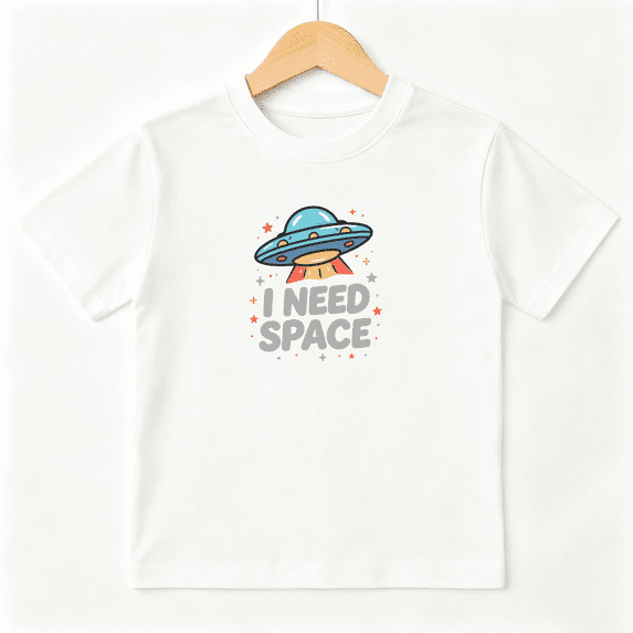I Need Space Cute UFO Boys Graphic Tee, Funny Planets 100% Cotton Kids Short Sleeve T-Shirt 4-13Y