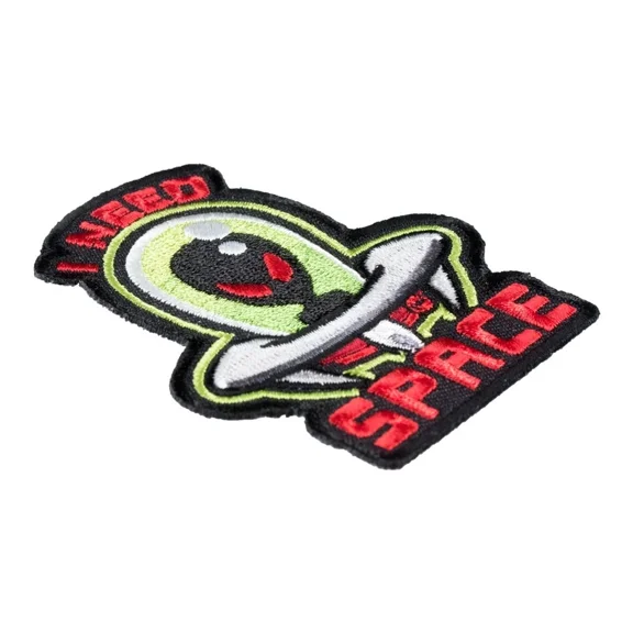 I Need Space Flying Saucer Alien Patch, Green, Black,Sci-Fi Patches, Manufactured by PatchStop