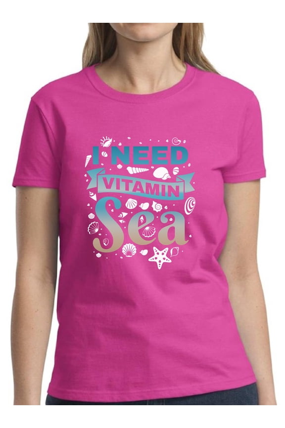 I Need Vitamin Sea Shirt for Women - S M L XL 2XL 3XL Summer Beach Vibes Graphic Tee - T-Shirt Pool Party Tee Gift