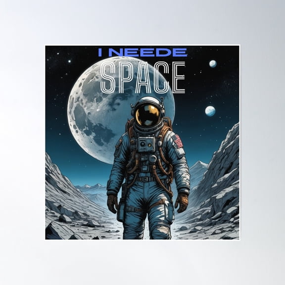 I Neede Space Sticker Poster Wall Art, Modern Wall Decor, 16x16 UNFRAMED