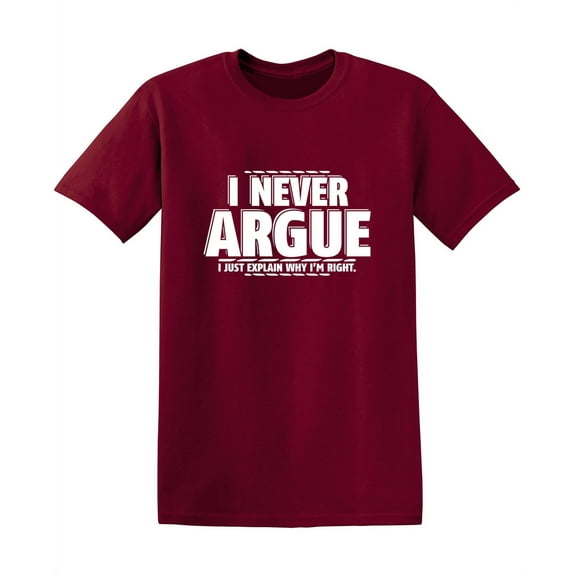 I Never Argue I Just Explain Why I'm Right Funniest Explaining Graphic Tee Birthday Gift Apparel For Mens Party Lovers Sarcastic Novelty Funny T Shirt