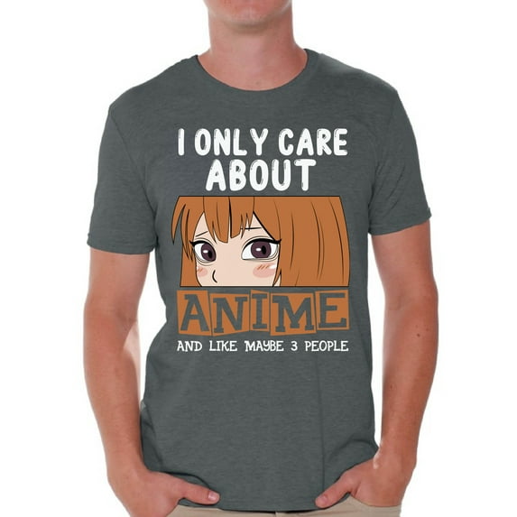 I Only Care About Anime T-Shirt for Men Anime Men's Tees Humor Shirt Japanese Kawaii Manga Geek Gifts
