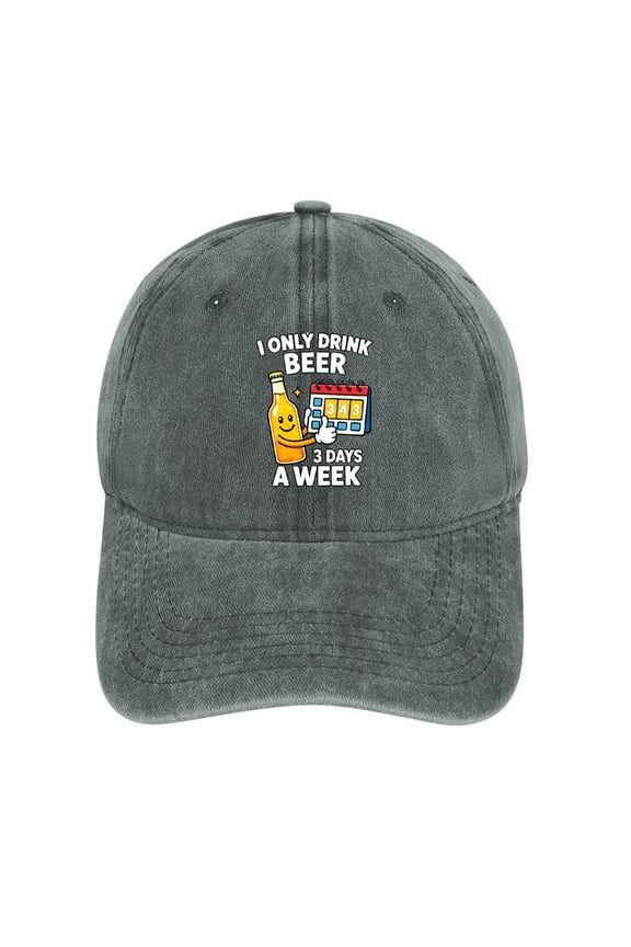 I Only Drink Beer 3 Days A Week Gray Baseball Cap for Men Women, Adjustable Snapback Hats Cotton Hat