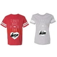 thumbnail image 1 of I Only Have Eyes For Him Her Matching Couple Cotton Jerseys (Men Red / Women Heather) (Men XXL / Women L), 1 of 3