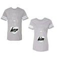 thumbnail image 1 of I Only Have Eyes For Him Her Unisex Couple Matching Cotton Jersey style T-Shirt Contrasting stripes on sleeves (Men Heather / Women Heather) (Men XL / Women M), 1 of 3