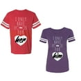 thumbnail image 1 of I Only Have Eyes For Him Her Unisex Couple Matching Cotton Jersey style T-Shirt Contrasting stripes on sleeves (Men Red / Women Purple) (Men S / Women M), 1 of 3