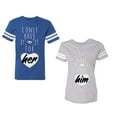 thumbnail image 1 of I Only Have Eyes For Him Her Unisex Couple Matching Cotton Jersey style T-Shirt Contrasting stripes on sleeves (Men Royal / Women Heather) (Men L / Women S), 1 of 3