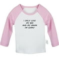 thumbnail image 1 of I Only Love my Bed and My Mama Funny T shirt For Baby, Newborn Babies T-shirts, Infant Tops, 0-24M Kids Graphic Tees Clothing (Long Pink Raglan T-shirt, 0-6 Months), 1 of 4