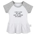 thumbnail image 1 of I Only Love My Bed And My Mama Funny Dresses For Baby, Newborn Babies Skirts, Infant Princess Dress, 0-24M Kids Graphic Clothes (Gray Raglan Dresses, 0-6 Months), 1 of 4