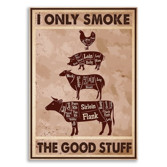 I Only Smoke The Stuff BBQ , Grilling , Butcher's Cut , Smoking Meat, Meat Lover, Kitchen Wall Decor Wall