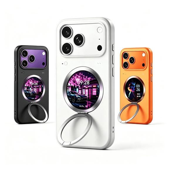 I-P10 Smart Phone Case with 1.52" HD Screen, Message Notifications, Selfie Preview, Recording & Stand, Compatible with iPhone 17 Pro Max