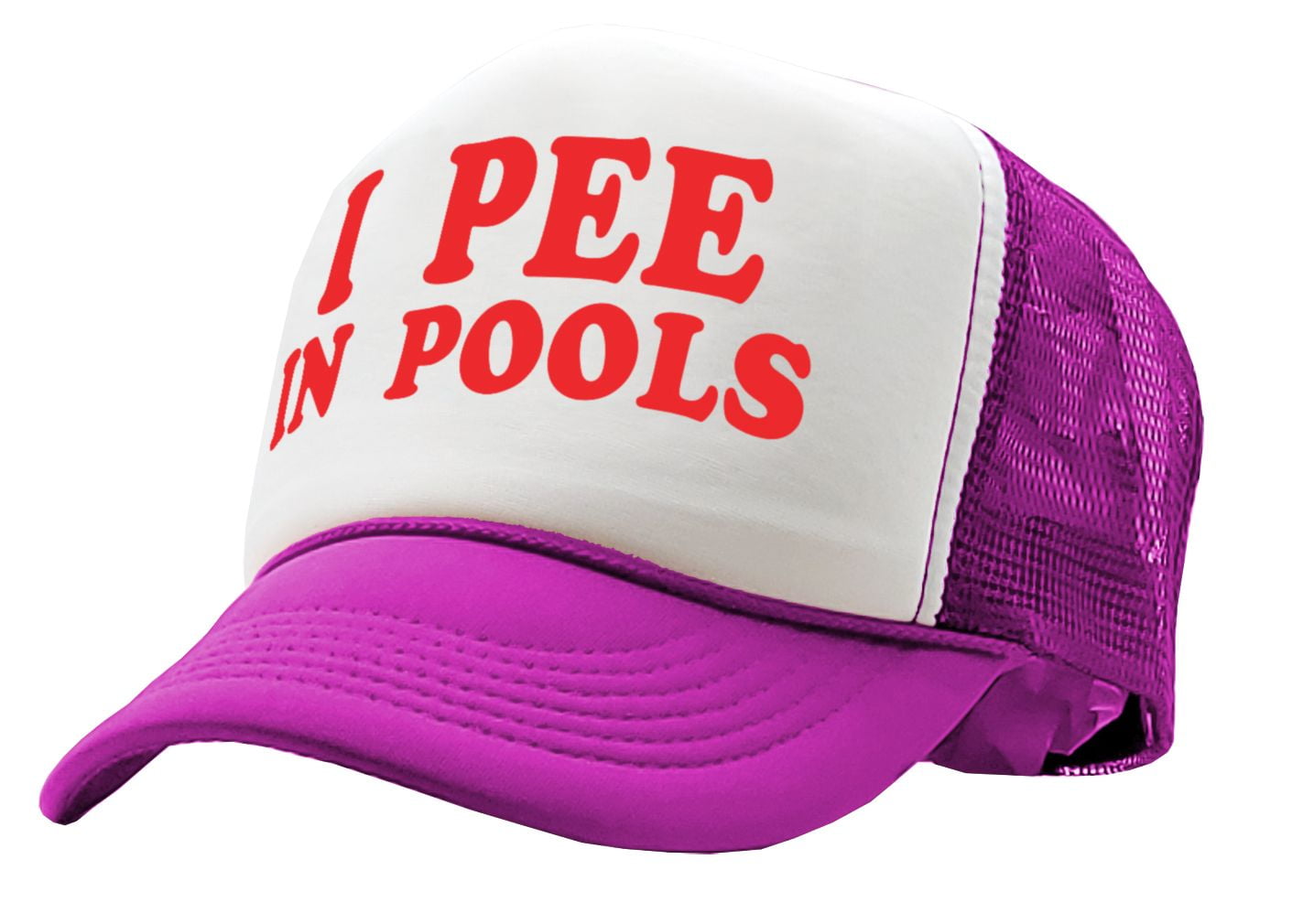 I PEE IN POOLS - funny dare gag gift joke - Vintage Retro Style Trucker Cap  Hat (Red) 