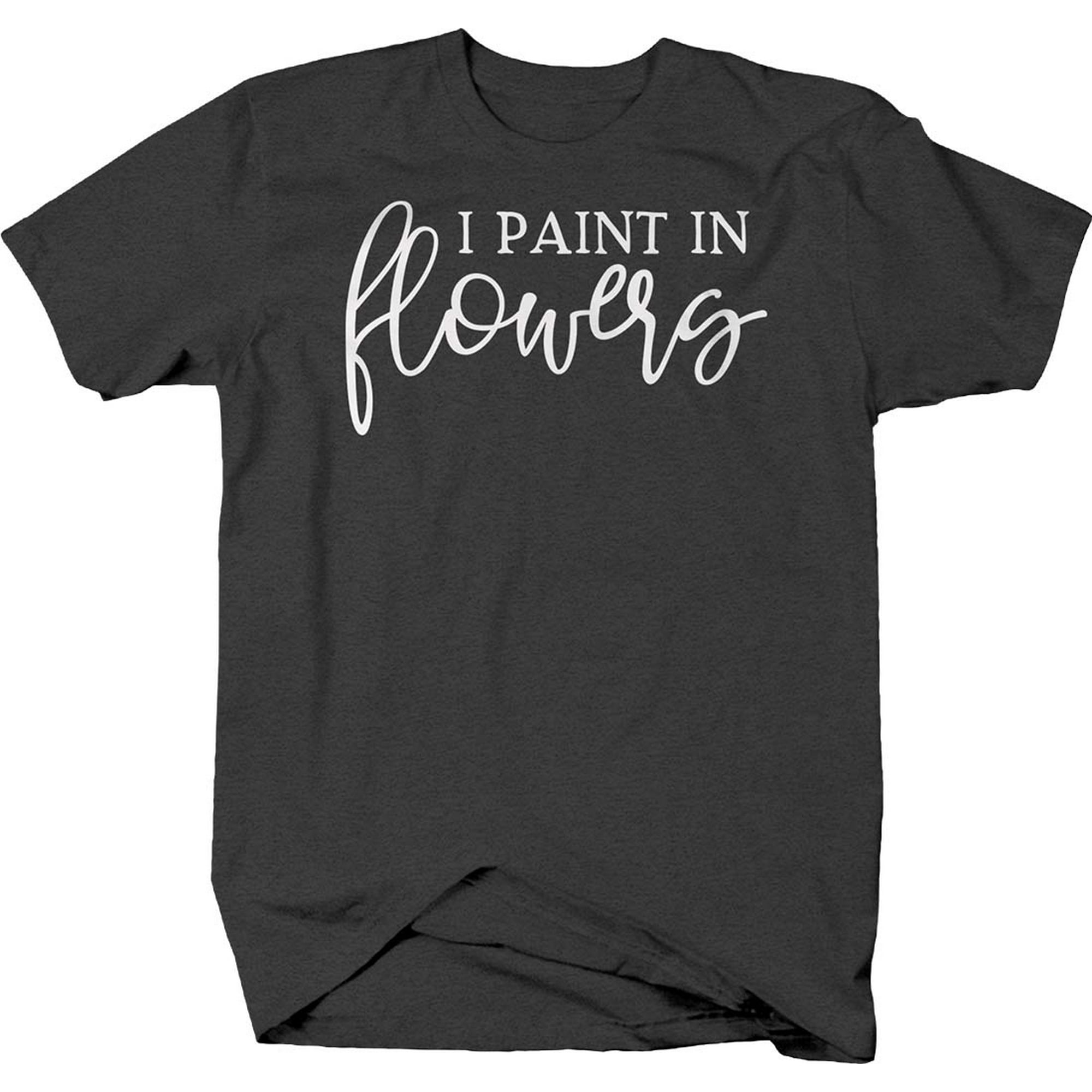 I Paint Flowers Florist Tshirt for Big Men 3XL Dark Gray