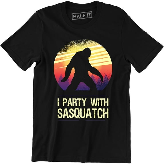 I Party With Sasquatch Funny Bigfoot Camping Vintage Gift Men's T-Shirt