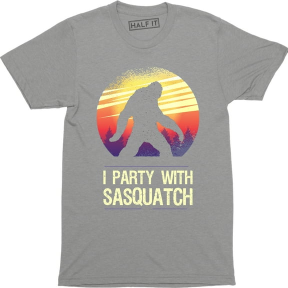I Party With Sasquatch Funny Bigfoot Camping Vintage Gift Men's T-Shirt