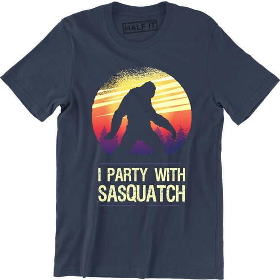 I Party With Sasquatch Funny Bigfoot Camping Vintage Gift Men's T-Shirt
