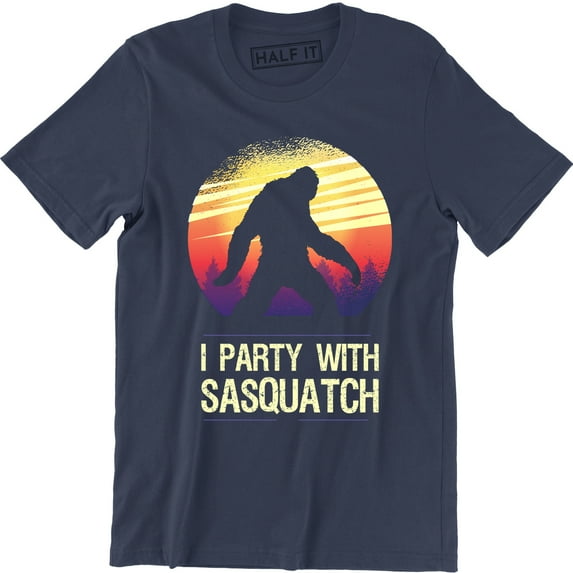 I Party With Sasquatch Funny Bigfoot Camping Vintage Gift Men's T-Shirt