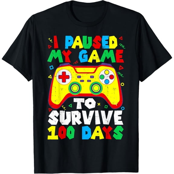 I Paused Game 100 Days of School Adult 100th Day Gamer Adult T-shirt