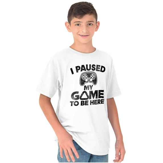 I Paused My GAME to be Here Crewneck T Shirts Boy Girl Teen Brisco Brands S