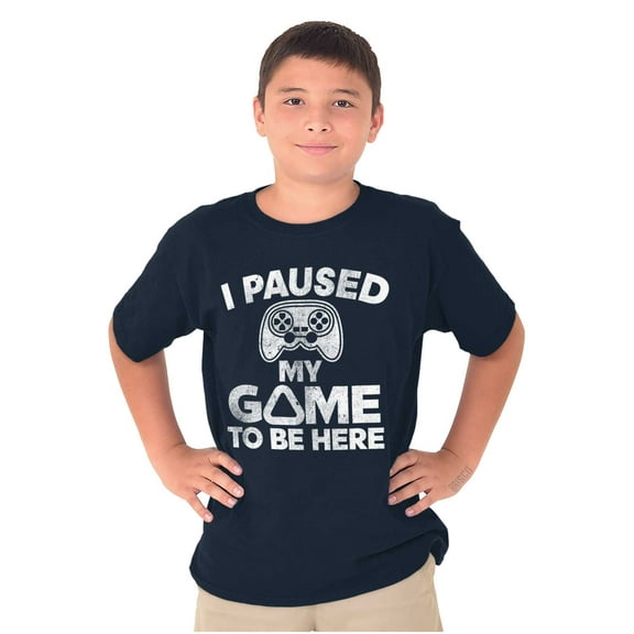 I Paused My GAME to be Here Crewneck T Shirts Boy Girl Teen Brisco Brands XS