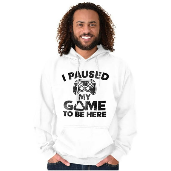 I Paused My GAME to be Here Unisex Plus Fleece Graphic Hoodie Brisco Brands 5X