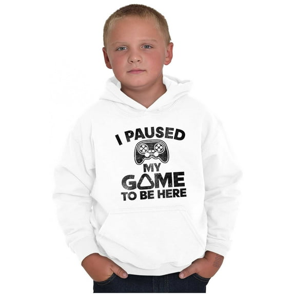 I Paused My GAME to be Here Youth Hoodie Boy Girl Teen Brisco Brands XS