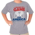 thumbnail image 1 of I Paused My Game For America Joke Crewneck T Shirts Boy Girl Teen Brisco Brands XS, 1 of 6