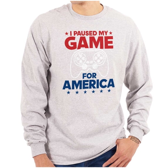 I Paused My Game For America Joke Long Sleeve TShirt Men Women Brisco Brands S