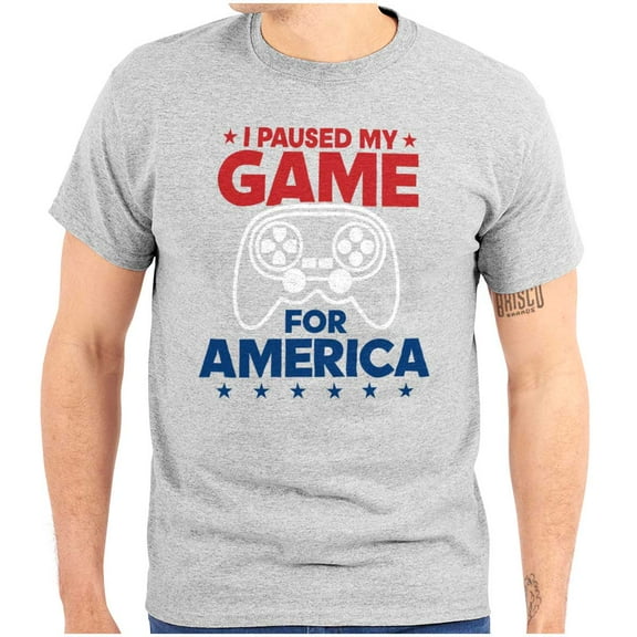 I Paused My Game For America Joke Plus Size Crewneck Graphic Tee Shirt Brisco Brands 2X