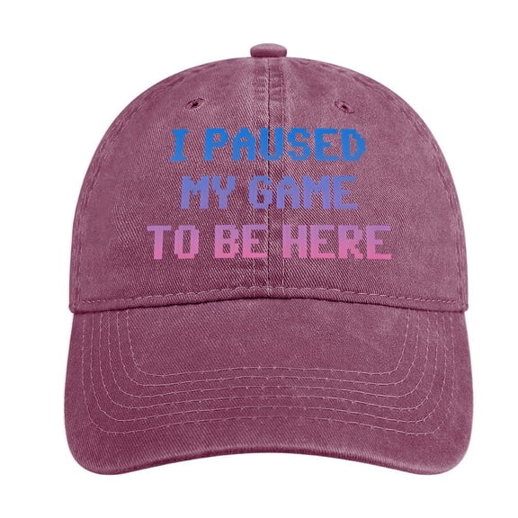 I Paused My Game To Be Here Wine Red Hat Adjustable Funny Fashion Unisex Baseball Cap For Men Women