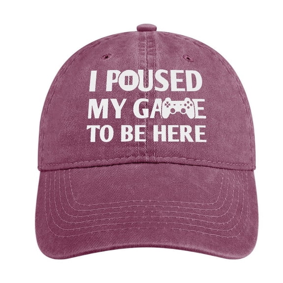 I Paused My Game To Be Here Wine Red Hat Adjustable Funny Fashion Unisex Baseball Cap For Men Women