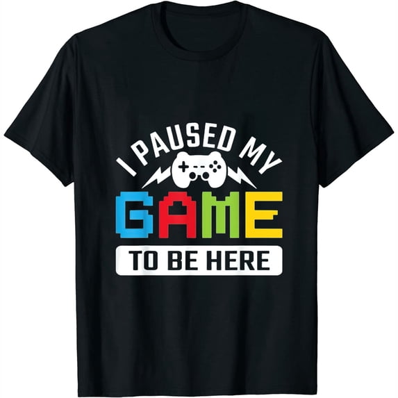 I Paused My Game To Be Here You're Welcome Retro Gamer Gift Womens T-Shirt Black 2XL