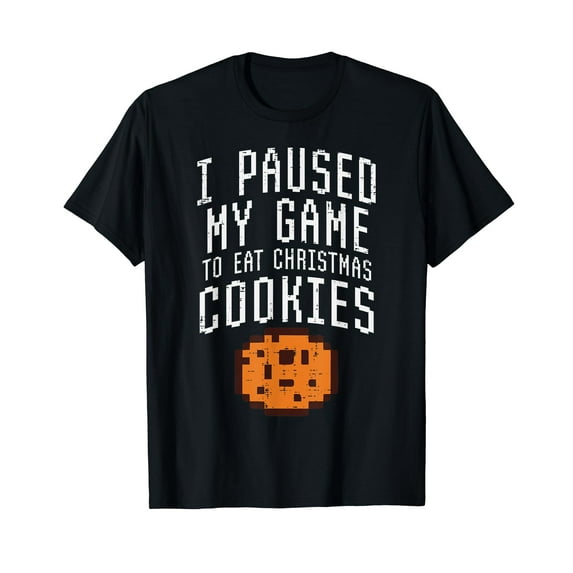 I Paused My Game To Eat Cookies Boys Christmas Kids Men Xmas T-Shirt